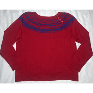 Talbots Wool Blend Sweater Pullover Fair Isle Nordic Red Preppy Plus Size *READ*